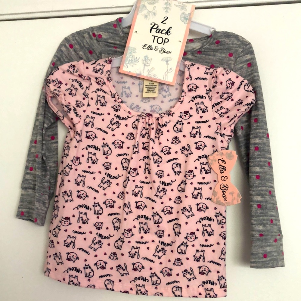 Kittens 🐱 and gray polka dots 2 pack top set